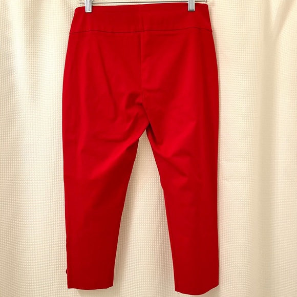 Red cropped pants w/ rhinestone & cutout side hemline accents, Attire NY size 6 - Picture 2 of 14